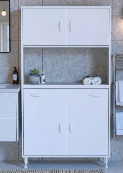 Eliusta  Lora Beyaz Dolap 95 cm Genişliği ve 173 cm Yüksekliği İle Dikey Depolama Ünitesi 95x173x32,5 cm ürün görseli 1