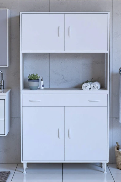 Eliusta  Artex  95 cm Yüksek Organizasyonlu Boy Dolabı 95x173x32,5 cm Beyaz Banyo/Mutfak Dolabı ürün görseli 1