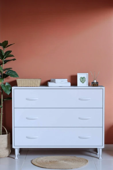 Eliusta  Seçer 3 Çekmeceli 100 cm Banyo ve Mutfak Dolabı Beyaz 100x75x32,5 cm Çok Amaçlı Organizer Dolap ürün görseli 1