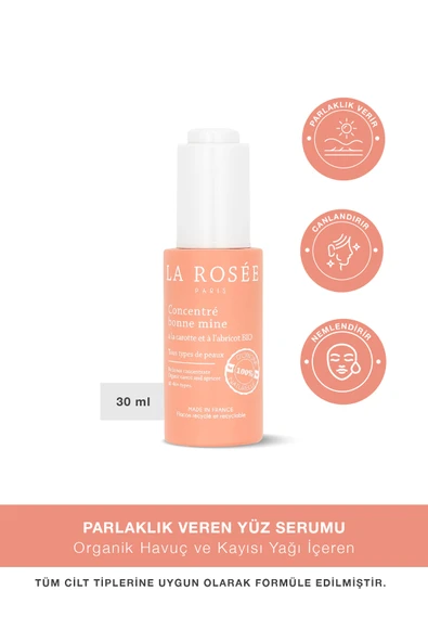 LA ROSEE PARİS PARLAKLIK VEREN YÜZ SERUMU Organik Havuç ve Kayısı Özü İçeren 30 mL ürün görseli 1