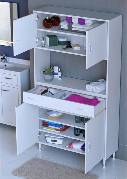 Eliusta  Lora Beyaz Dolap 100 cm Genişliği ve 173 cm Yüksekliği İle Dikey Depolama Ünitesi 100x173x32,5 cm ürün görseli 1