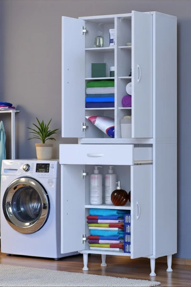 Eliusta  Nexa Modüler Dolap  65 Cm Banyo/Mutfak Dolabı Extra Kullanım Alanlı 65x173x32,5 cm Beyaz Dolap ürün görseli 1