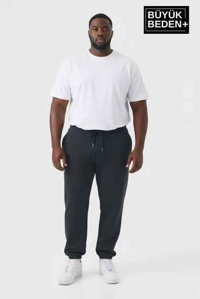 Erkek Büyük Beden Paça Lastikli İki İplik Rahat Kalıp ince Eşofman Altı SPR26BEA951 - Resim 8