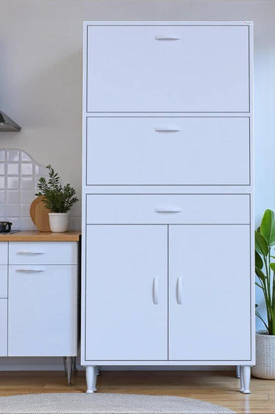 Eliusta  Solaira 80 cm Genişlik Kapaklı Mutfak Dolabı 4 Kapaklı, Çekmeceli Çok Amaçlı Mutfak/Banyo Dolabı ürün görseli 1