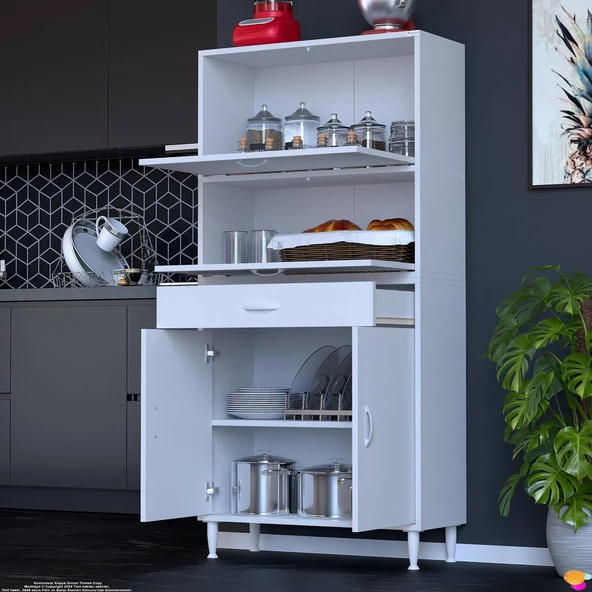 Eliusta  Solaira 70 cm Genişlik Kapaklı Mutfak Dolabı 4 Kapaklı, Çekmeceli Çok Amaçlı Mutfak/Banyo Dolabı - Resim 3