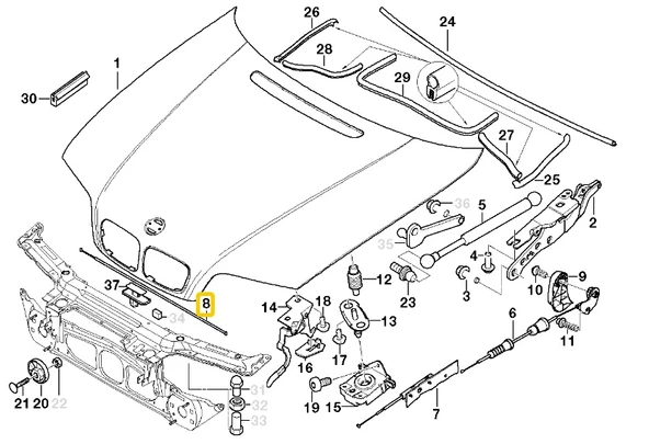 BMW E46 ORJİNAL ÖN KAPUT TELİ 51238208630 - Resim 3
