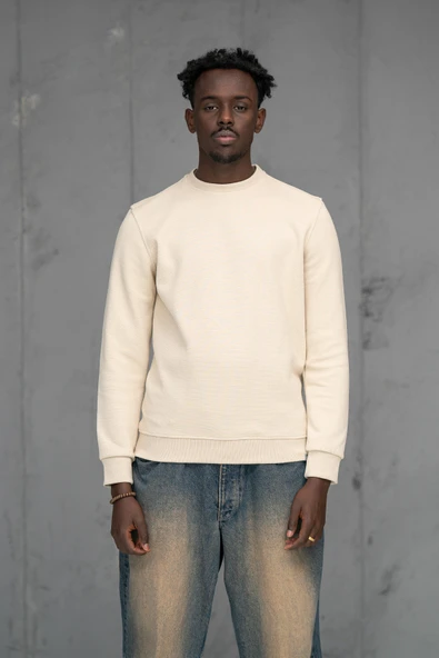 FBI Slimfit Nokta Armürlü Sıfır Yaka Pamuklu Kazak - Resim 2