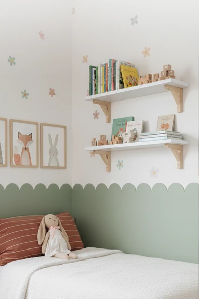 Ahşap Montessori Dekoratif İkili Bebek-Çocuk Odası Kitaplık,Raf ürün görseli 1