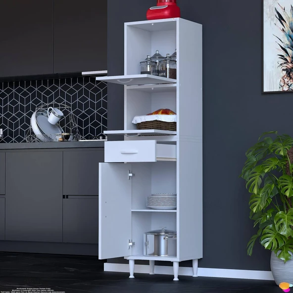Eliusta  Solaira 35 cm Genişlik Kapaklı Mutfak Dolabı 3 Kapaklı, Çekmeceli Çok Amaçlı Mutfak/Banyo Dolabı - Resim 3