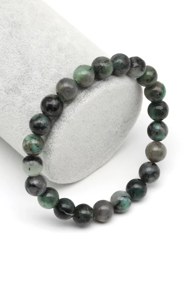 Zümrüt Doğal Taş Bileklik 8 mm Küre Kesim - BLK-2086 ürün görseli 1