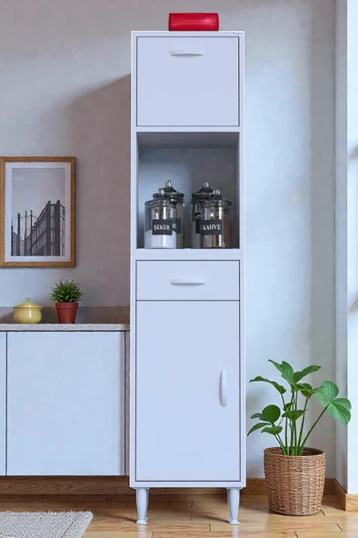 Eliusta  Avelin Kapaklı Mini/Midi Fırın Dolabı 35 cm Beyaz Çok Fonksiyonlu 35x163,4x32,5 cm Mutfak Dolabı ürün görseli 1