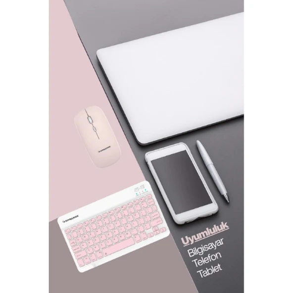 Pembe Kablosuz Klavye Ve Mouse Seti - Resim 5