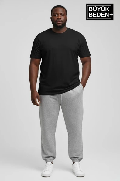 Erkek Büyük Beden Paça Lastikli İki İplik Rahat Kalıp ince Eşofman Altı SPR26BEA951 - Resim 6