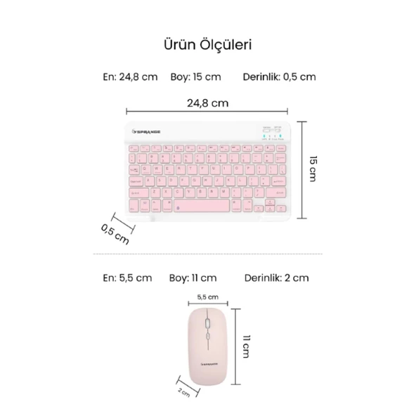 Pembe Kablosuz Klavye Ve Mouse Seti - Resim 3