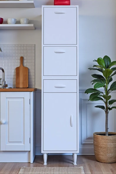 Eliusta  Solaira 50 cm Genişlik Kapaklı Mutfak Dolabı 3 Kapaklı, Çekmeceli Çok Amaçlı Mutfak/Banyo Dolabı ürün görseli 1