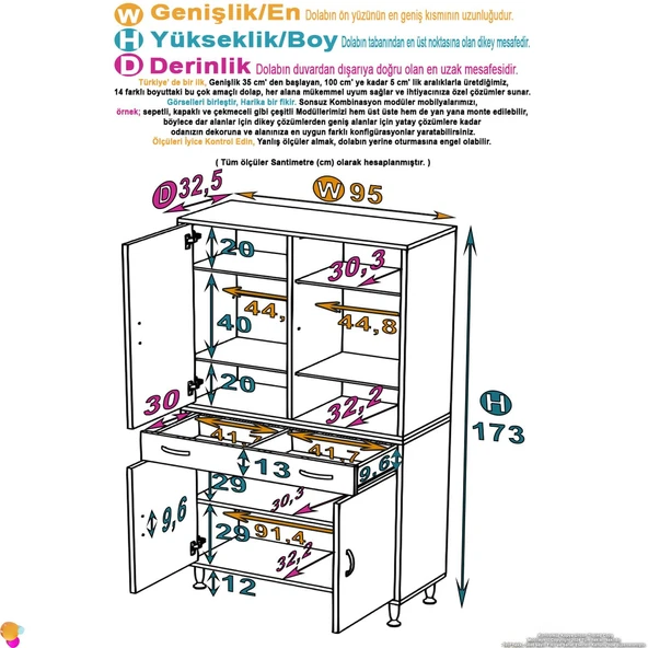 Eliusta  Line Beyaz 95 cm Banyo Dolabı Çok Bölmeli Banyo Düzenleyici Dolap 4 Kapaklı 4 Raflı 95x173x32,5 cm - Resim 2