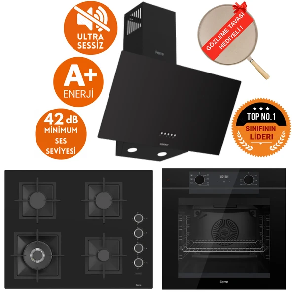 Ferre FryART & SilentArt Lunıa Sessiz Siyah Ankastre Set ( D086-SA + QEP63CS + SC405-WFA wok )) ürün görseli 1