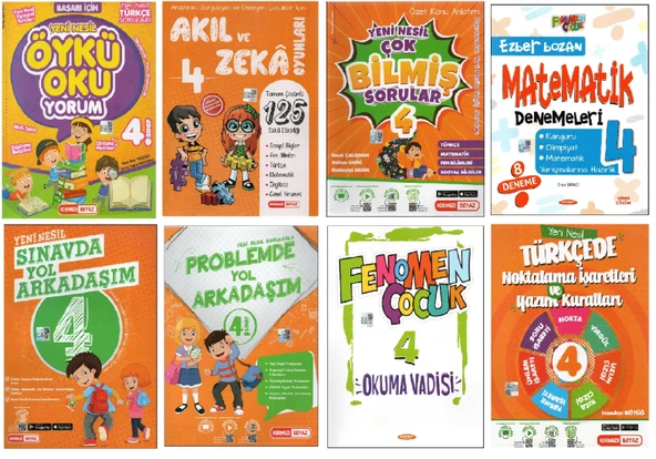 Kırmızı Beyaz Sınavda Yol Arkadaşım+Problemde Yol arkadaşım+Akıl ve Zeka Oyunları+Öykü Okuyorum+Çok Bilmiş sorular+Noktalama İşaretleri ve Yazım Kuralları+Ezber Bozan Matematik+Okuma Vadisi(8 Kitap) ürün görseli 1