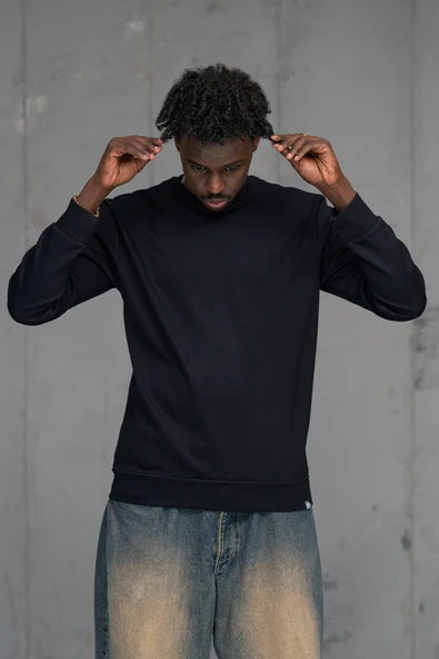 FBI Slimfit Modal Kumaş Baharlık Sıfır Yaka Likralı Sweatshirt - Resim 3