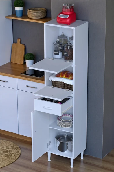 Eliusta  Solaira 45 cm Genişlik Kapaklı Mutfak Dolabı 3 Kapaklı, Çekmeceli Çok Amaçlı Mutfak/Banyo Dolabı ürün görseli 1