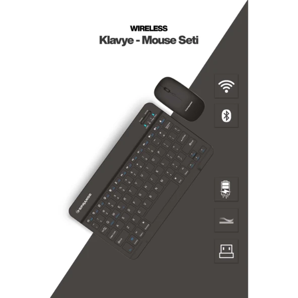 Siyah Kablosuz Klavye Ve Mouse Seti ürün görseli 1