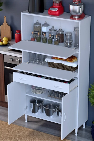 Eliusta  Solaira 100 cm Genişlik Kapaklı Mutfak Dolabı 4 Kapaklı, Çekmeceli Çok Amaçlı Mutfak/Banyo Dolabı ürün görseli 1