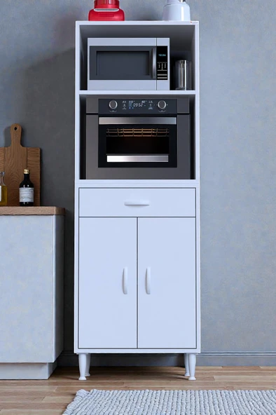 Eliusta  Serale 56 cm Derinlikte 2 Kapaklı Dolap  Mutfak Fırın Dolabı 60x162,4x56 cm Modüler Beyaz Dolap ürün görseli 1