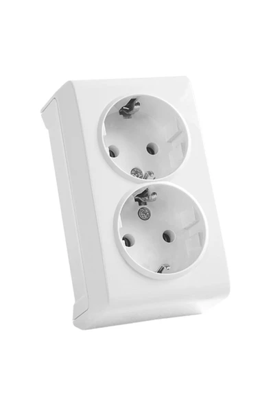 VİKO Vera Beyaz Dikey Ikili Topraklı Priz ürün görseli 1
