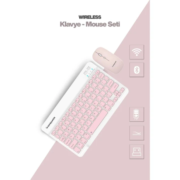 Pembe Kablosuz Klavye Ve Mouse Seti ürün görseli 1