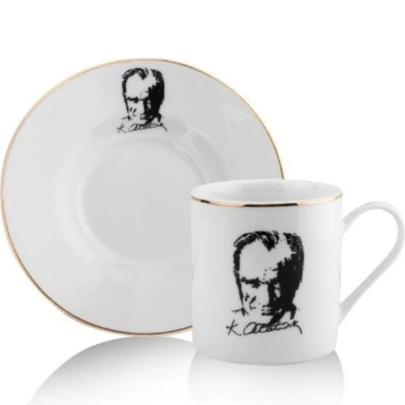 Atatürk Tasarımlı Porselen 2'li Kahve Seti - Resim 2