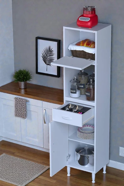 Eliusta  Avelin Kapaklı Mini/Midi Fırın Dolabı 40 cm Beyaz Çok Fonksiyonlu 40x163,4x32,5 cm Mutfak Dolabı ürün görseli 1