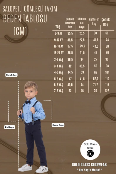 Yaprak Desenli Salopetli Gömlekli Erkek Çocuk Alt Üst Takım-2407 - Resim 6