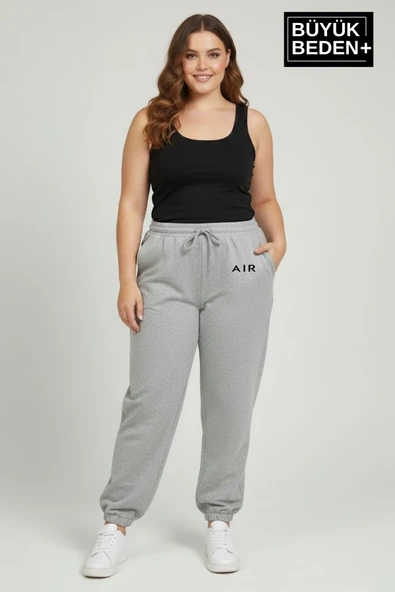 Kadın Büyük Beden Paça Lastikli Rahat Kalıp AR Baskılı İnce Eşofman Altı SPR26BEAK951-1 ürün görseli 1