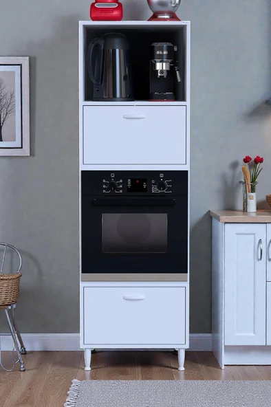 Eliusta  Luno 2 Kapaklı Fırın Dolabı  4 Bölme Dolap 60x185,9x56 cm Geniş Kapasiteli Saklama Dolabı ürün görseli 1