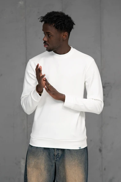 FBI Slimfit Modal Kumaş Baharlık Sıfır Yaka Likralı Sweatshirt - Resim 7