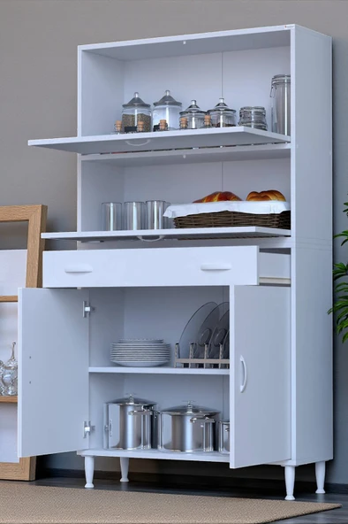 Eliusta  Solaira 95 cm Genişlik Kapaklı Mutfak Dolabı 4 Kapaklı, Çekmeceli Çok Amaçlı Mutfak/Banyo Dolabı ürün görseli 1