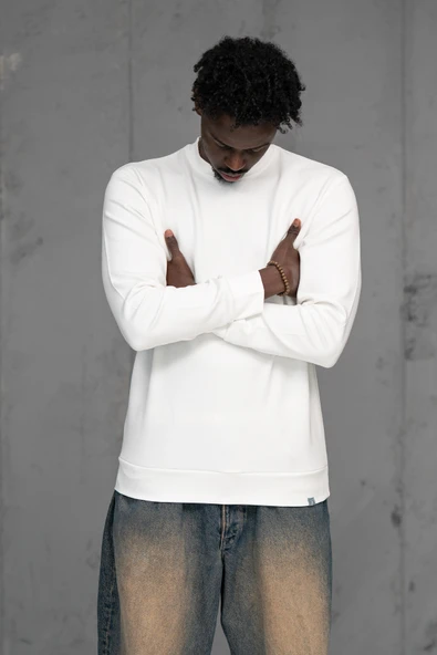 FBI Slimfit Modal Kumaş Baharlık Sıfır Yaka Likralı Sweatshirt - Resim 6