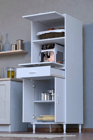 Eliusta  Serale 56 cm Derinlikte 4 Kapaklı Dolap  Mutfak Fırın Dolabı 60x162,4x56 cm Modüler Beyaz Dolap ürün görseli 1