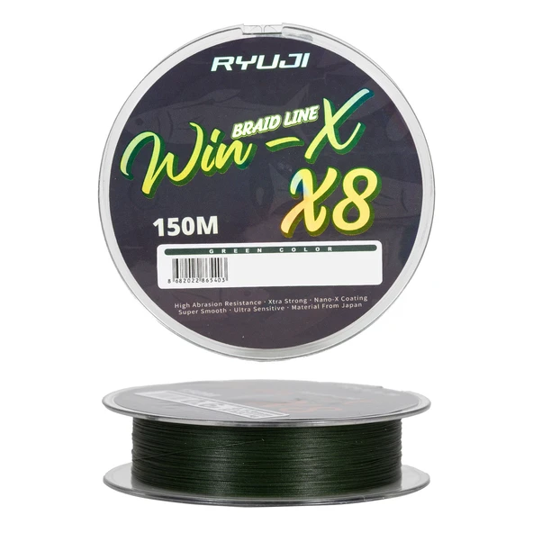 İp Örgü Misina - 8 Kat - Ryuji Winx X8 - 150mt - Yeşil - 0.08mm ürün görseli 1