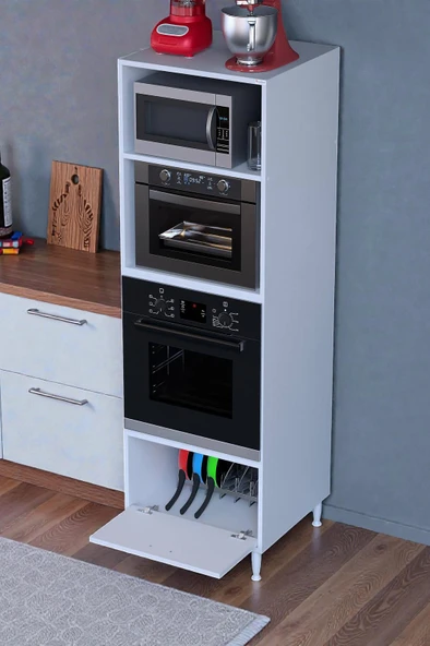 Eliusta  Luno 1 Kapaklı  Fırın Dolabı 4 Bölme Dolap 60x185,9x56 cm Geniş Kapasiteli Saklama Dolabı ürün görseli 1