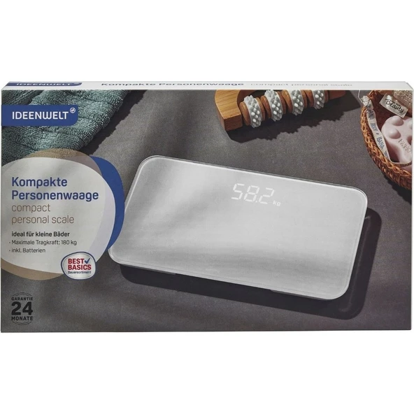 Kompakt Dijital Baskül – 180 kg kapasiteli LED Ekranlı Banyo Tartısı ürün görseli 1