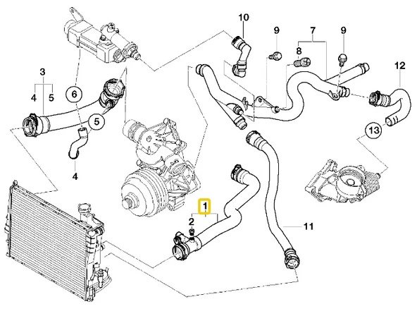 BMW E46 M57N MOTOR RADYATÖR ÜST HORTUM 11537787720 ürün görseli