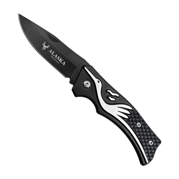 Katlanır Cep Çakısı - Karbon - SDR-001 - Leylek Motifli ürün görseli 1