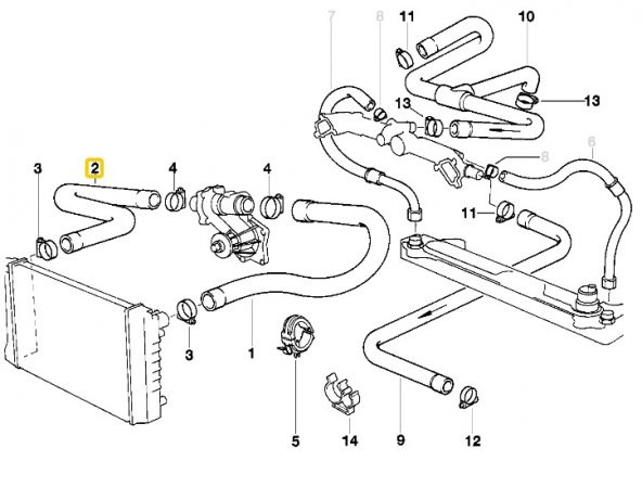 BMW E32 VE E34 M60 MOTOR RADYATÖR ALT HORTUMU 11531741407 - Resim 5