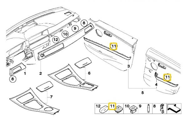 BMW E46 E53 VE E90 KAPI DÖŞEME ÇITA SABİTLEME YUVASI 5 ADET 51418215806 - 4