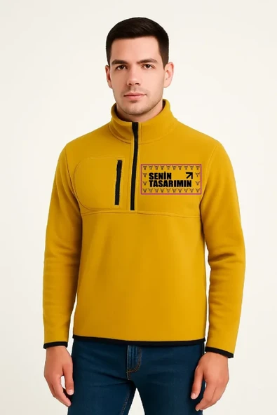 Ön Polar Kazak Dik Yaka - Sarı ürün görseli 1