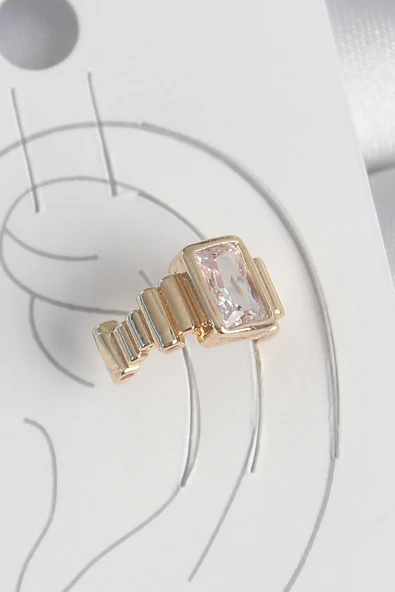 Pirinç Gold Renk Kare Zirkon Taşlı Kadın Kıkırdak Küpe EB-53-vice/(1395) 0015 ürün görseli 1