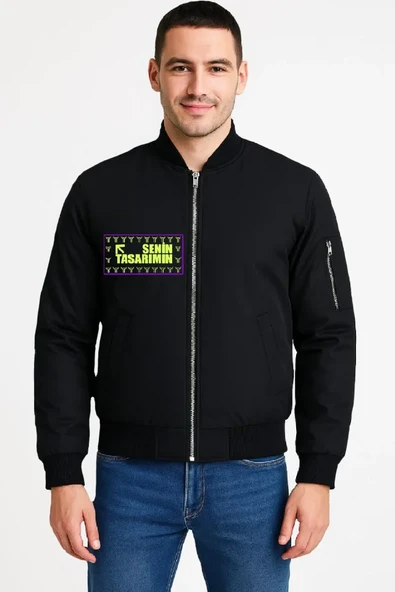 Ön Bomber Ceket - Siyah - Resim 2