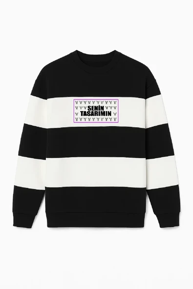 Ön Bisiklet Yaka Parçalı Sweatshirt - Siyah ürün görseli 1