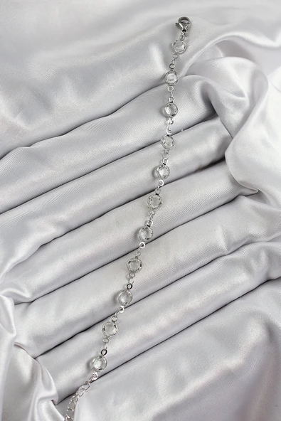 Pirinç Gümüş Renk Zirkon Taşlı Bileklik EB-53-vice/(1395) 0161 - Resim 2